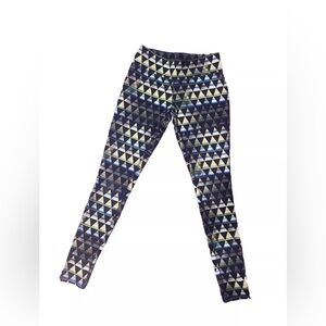 Mossimo Womens Athletic Leggings Geometric Triangle Pattern Blue Green XS